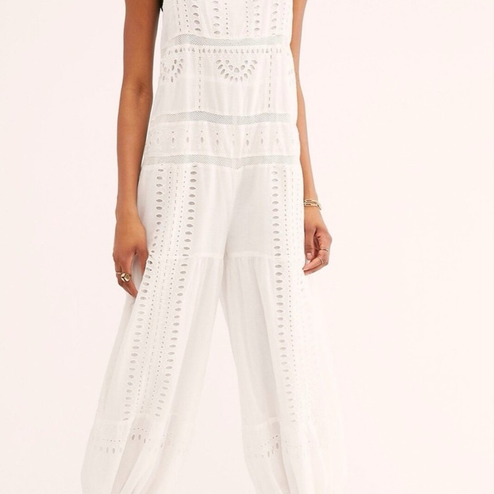 Women's free people Savannah lace Eyelet Wide-Leg Jumpsuit